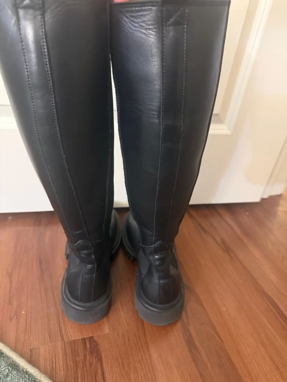 All Saints Black Knee-High Chelsea Lug Sole Boots - Women size 39 - Picture 2 of 5